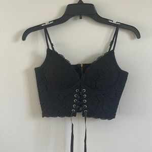 Black zip up crop top